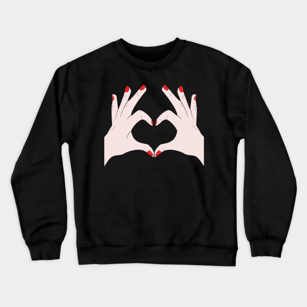 Hands Making Heart Shape Love Sign Language Valentine's Day Crewneck Sweatshirt by Okuadinya